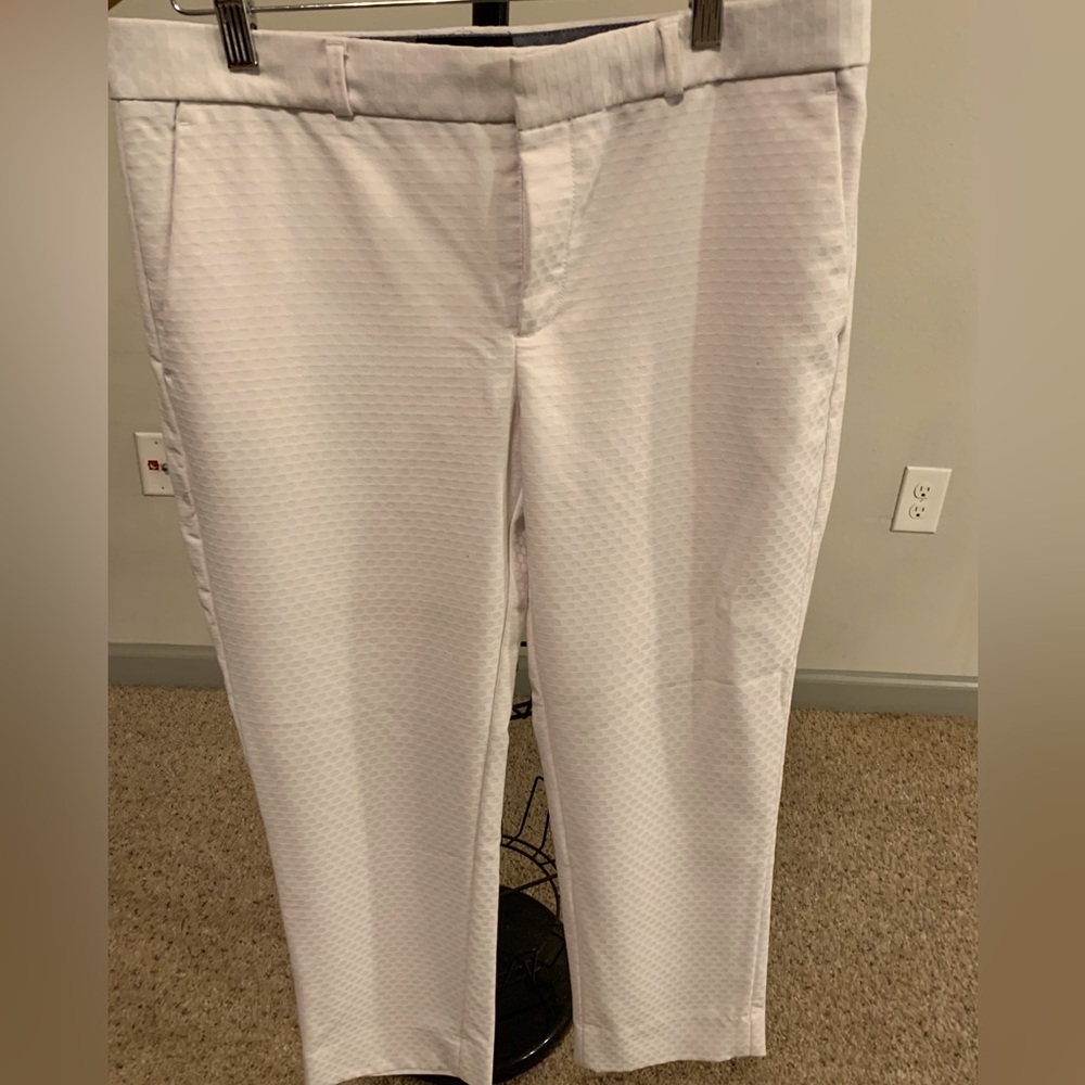 Banana Republic Hampton White Patterned Slack